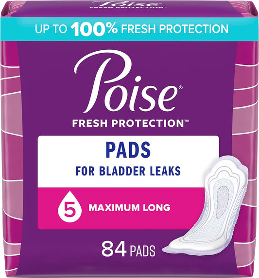 Poise Incontinence Pads, Long, 84 Count - Maximum Absorbency