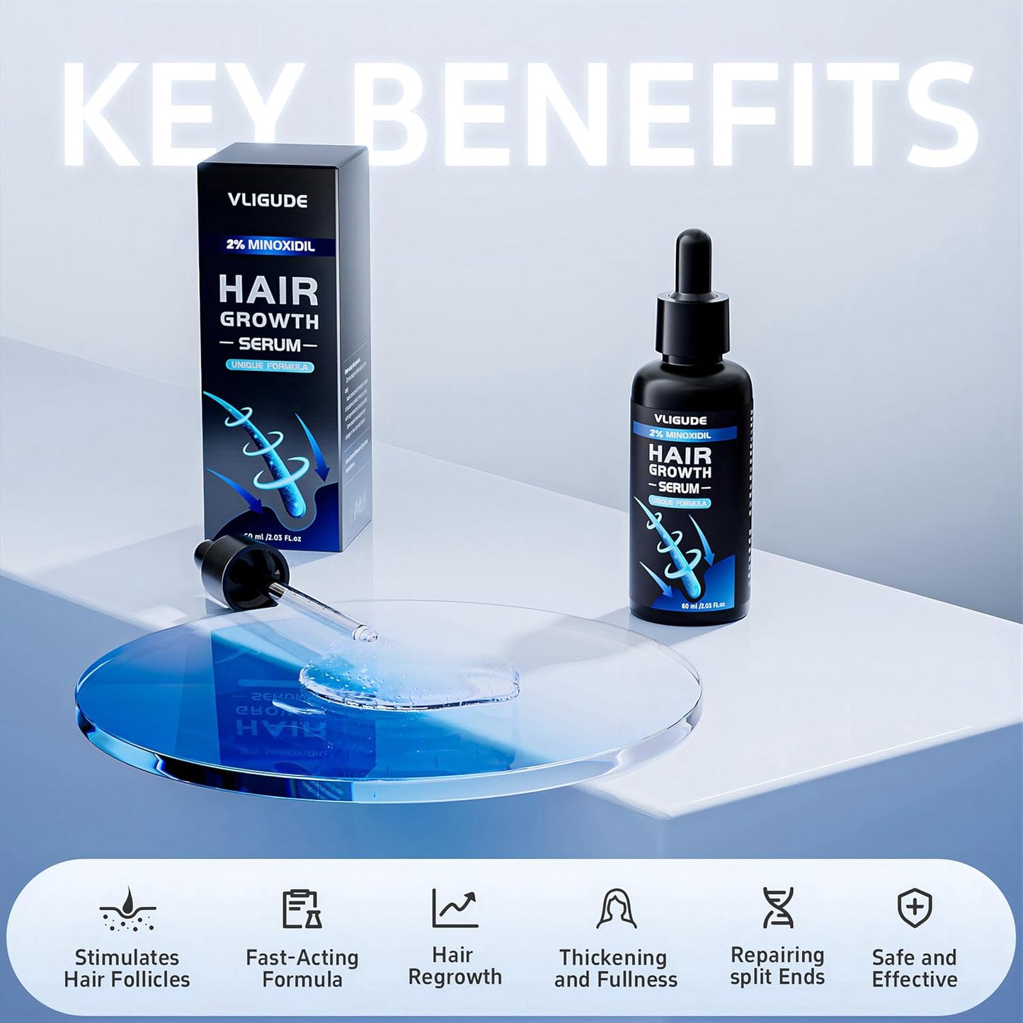5% Minoxidil Hair Growth Serum, 60ML, for Men and Women, Hair Los