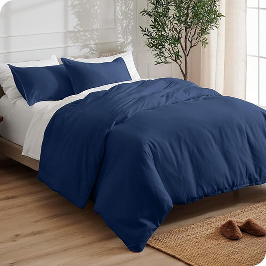 Bare Home 3 Piece Duvet Cover and Sham Set Queen Coronet Blue