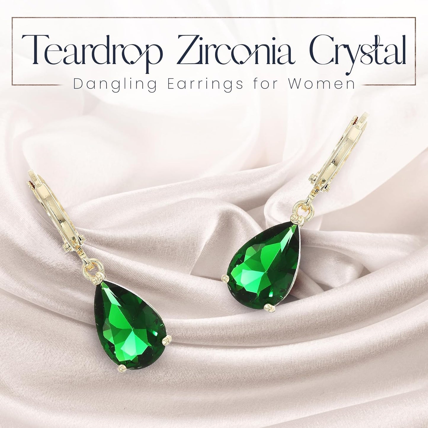 Crystalline Azuria Dange Women Teardrop Earrings with Box 18K Gol