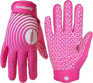 Sticky Youth Football Gloves for Boys Girls, Cool Flexible Kids Football Gloves, Silicone Grip Wide Receiver Gloves Youth, Pink SX