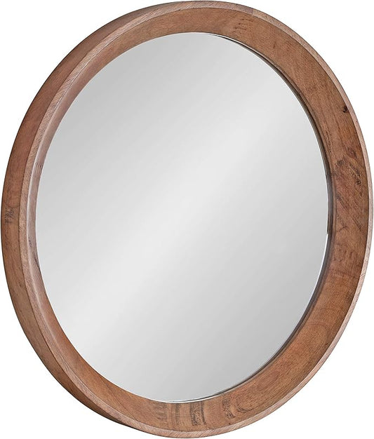 Uniek 217345 Kate and Laurel Hartman Transitional  Round Wood Framed Wall Mirror 24" Diameter
