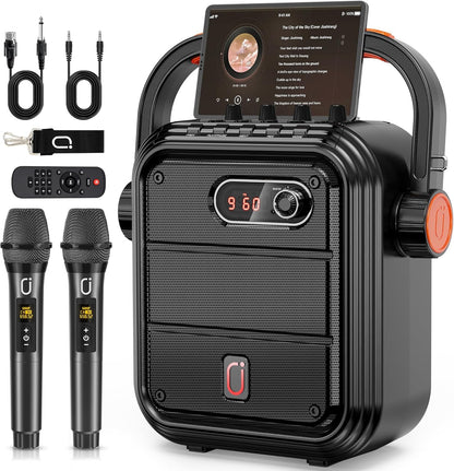JYX JYX-66BT Bluetooth Karaoke Machine with 2 Wireless Microphones for Adults