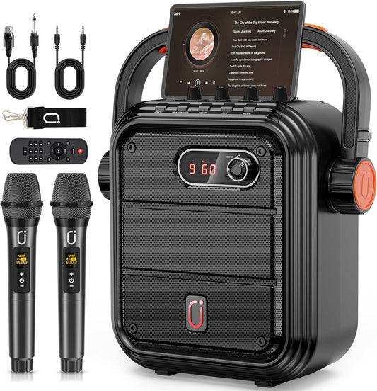 JYX JYX-66BT Bluetooth Karaoke Machine with 2 Wireless Microphones for Adults