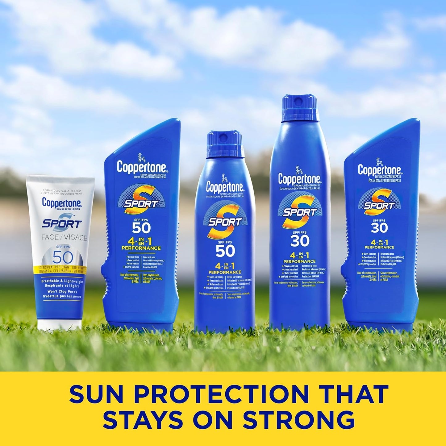 COPPERTONE Sport 4-in-1 Performance Sunscreen Lotion SPF 30, Water-Resistan