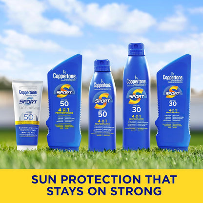 COPPERTONE Sport 4-in-1 Performance Sunscreen Lotion SPF 30, Water-Resistan