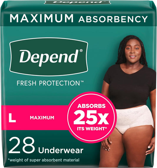 Depend FIT-FLEX Incontinence Underwear for Women Maximum Size L 28 Ct