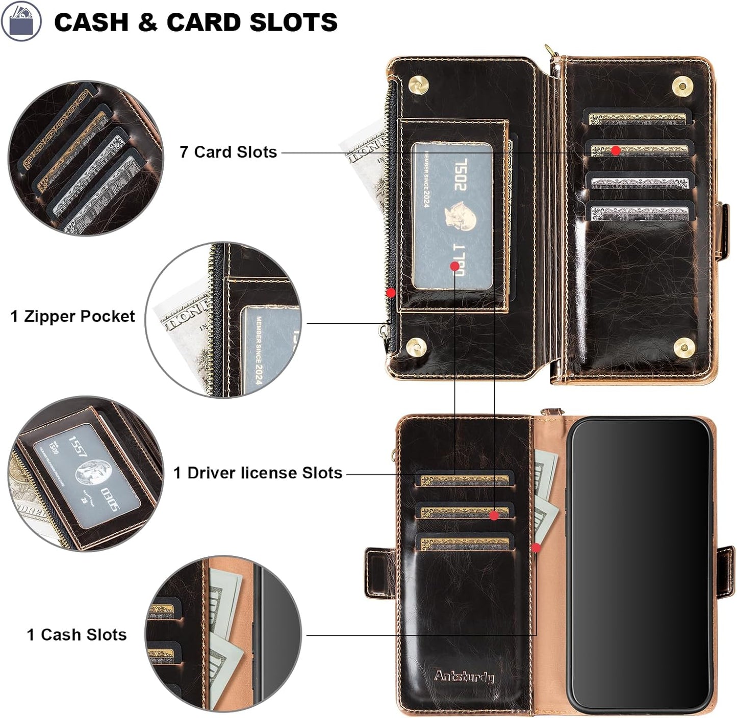 Antsturdy Compatible with Motorola Moto G Stylus 5G 2025 Wallet Case with C