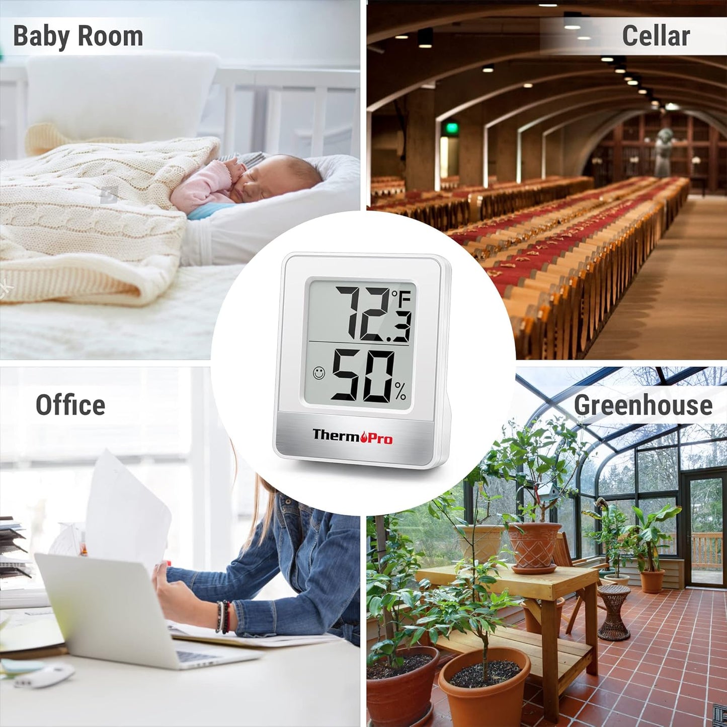 ThermoPro TP49BW Digital Hygrometer Indoor Thermometer