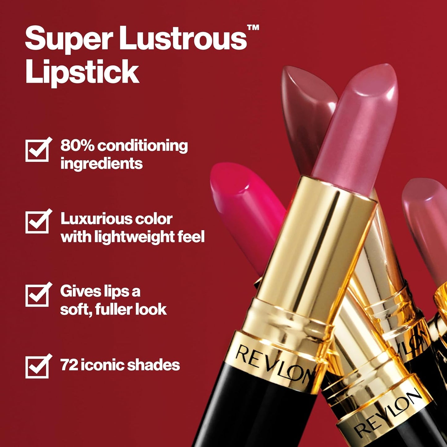 Revlon Lipstick, Super Lustrous Lipstick, Creamy Formula For Soft, Fuller-L
