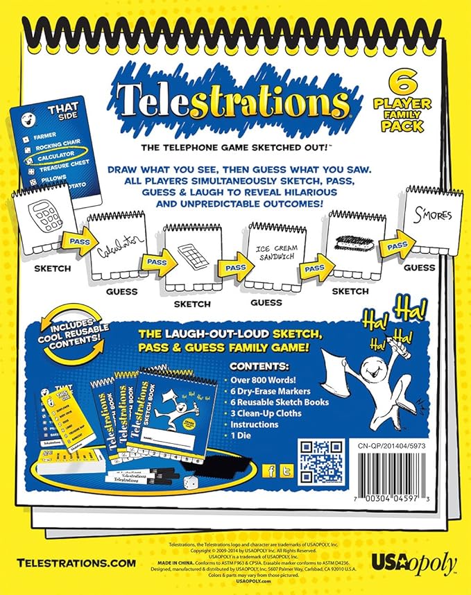 Usaopoly Telestrations 6-Player Family Pack Game for 4-6 Players