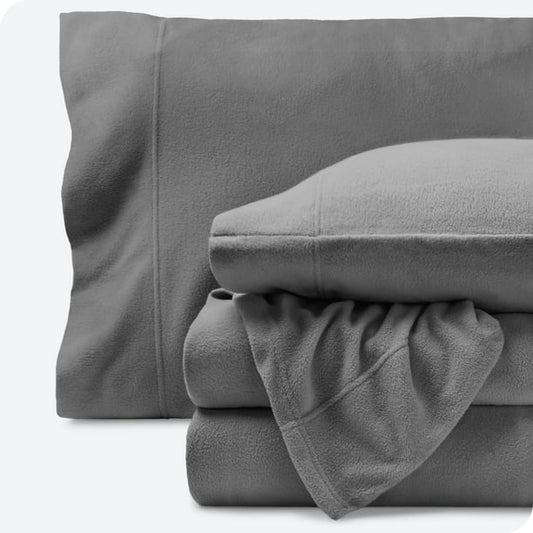 Bare Home Cozy Extra Plush Fleece Sheet Set, Gray Full