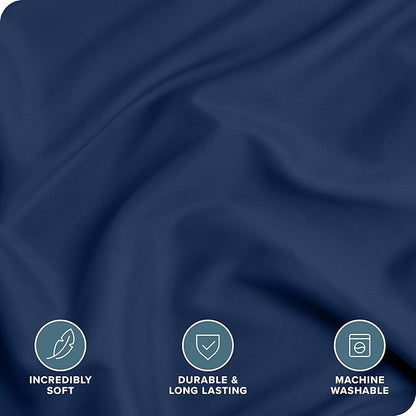 Bare Home 3 Piece Duvet Cover and Sham Set Queen Coronet Blue
