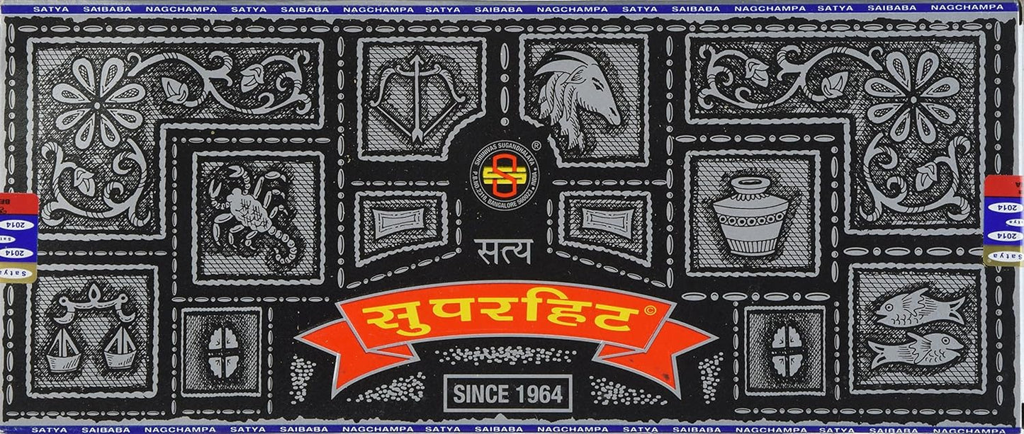 Sai Baba SUPERHIT100GM Super Hit Incense, Case of 6/100 GM, Black