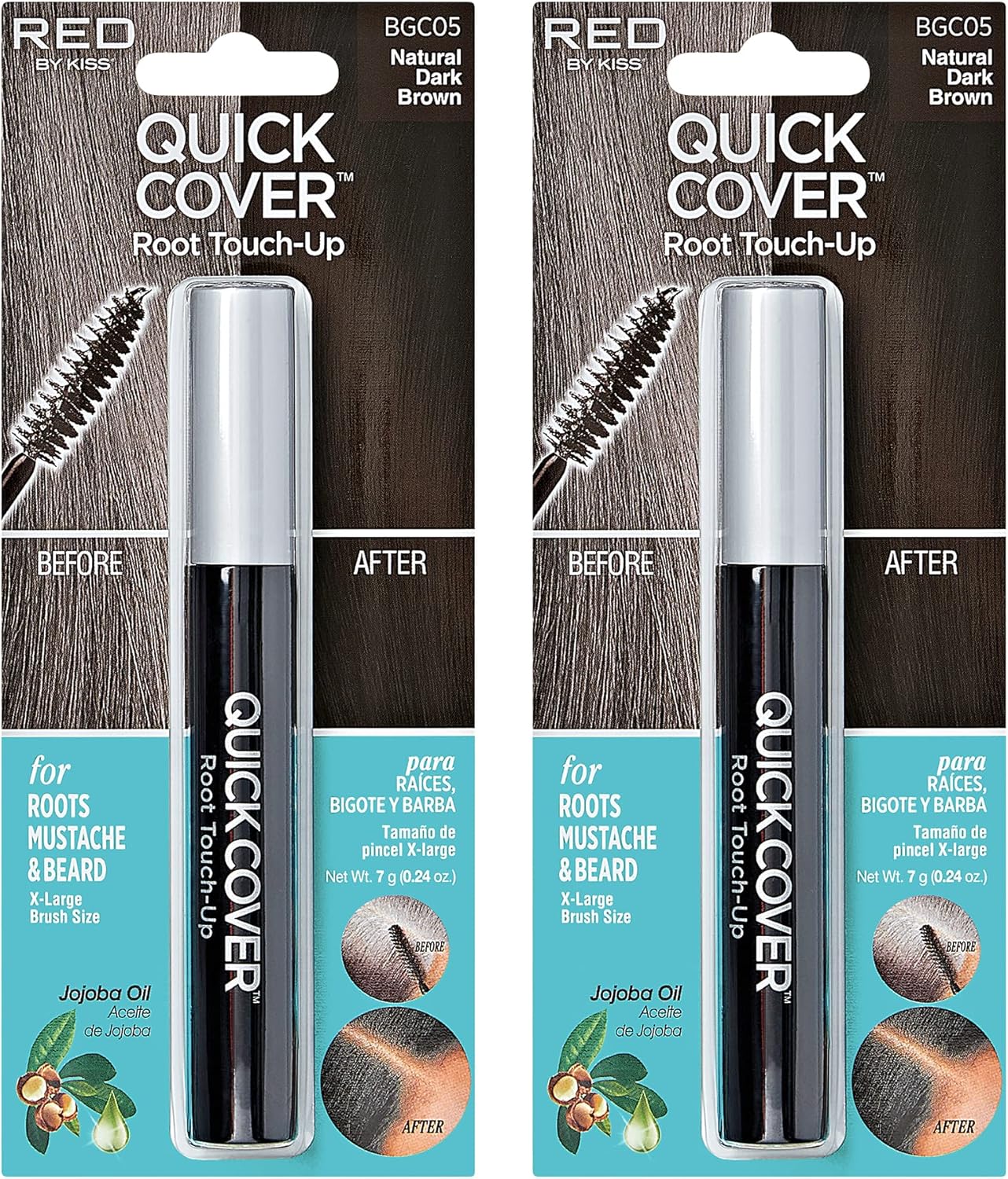 RED by KISS Quick Cover Root Touch Up Rescue (Natural Dark Brown 2 Pack), M