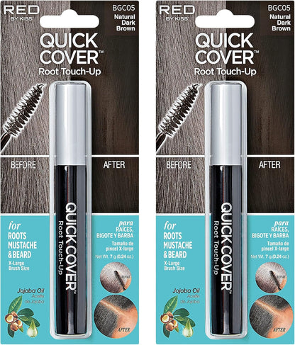 RED by KISS Quick Cover Root Touch Up Rescue (Natural Dark Brown 2 Pack), M
