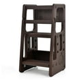 Costway HY10011CF Kids Kitchen Step Stool with Double Safety Rails Toddler Learning Stool Brown
