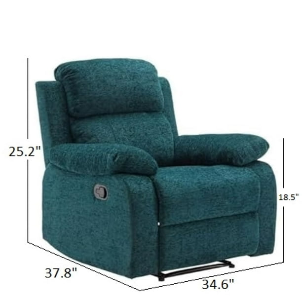 TOYTEXX Fabric Recliner Chair, Manual Recliner with Padded Armrests, Foam Cushions, Foot Rest 8291Y Blue