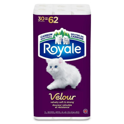 Royale Velour Plush And Thick Toilet Paper, 30 Roll 2 Ply