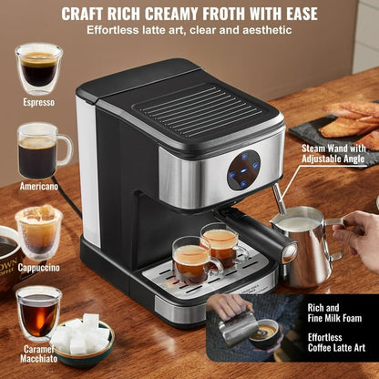 VEVOR Espresso Machine, 15 Bar Coffee and Espresso Maker with Mil