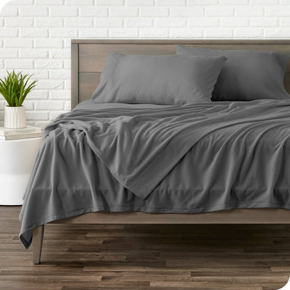 Bare Home Cozy Extra Plush Fleece Sheet Set, Gray Full