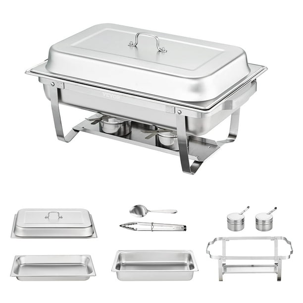 BENTISM DT-C1014 VEVOR 4-Pack Rectangle Chafing Dish Set 8Qt