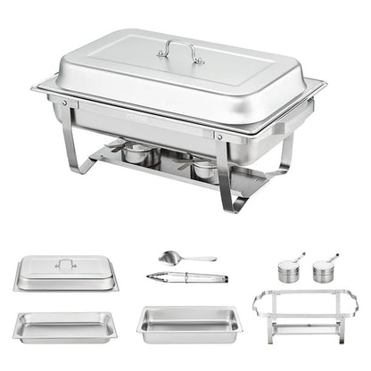 BENTISM DT-C1014 VEVOR 4-Pack Rectangle Chafing Dish Set 8Qt