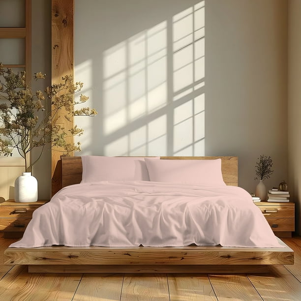 Color Sense Soft Flannel Sheet Set - BLUSH ONE SIZE