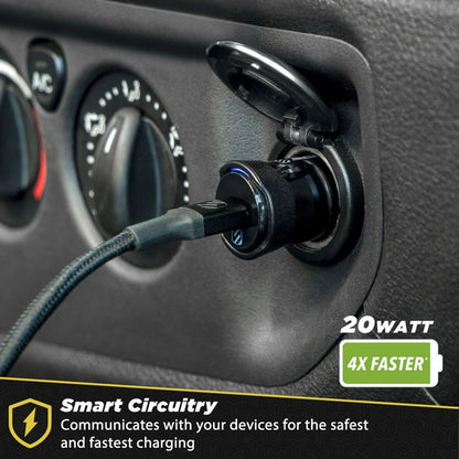 Scosche CPDC20-SP PowerVolt 20-Watt Certified USB Type-C Fast Car Charger