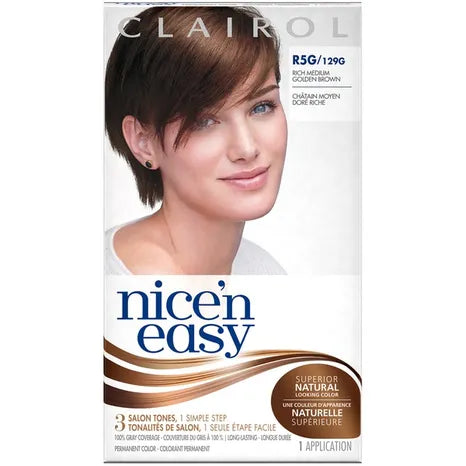 Clairol Nice 'n Easy, R5G/129G Rich Medium Golden Brown, Permanen