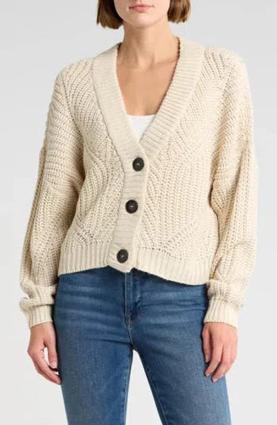 Poet chunky Knit Button Front Cagan In White Beach