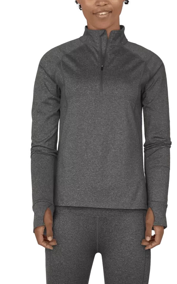 Natural Reflections Frostproof Base Layer  Quarter-Zip Long-Sleeve Pullover for Ladies - Dark  Grey Melange - S