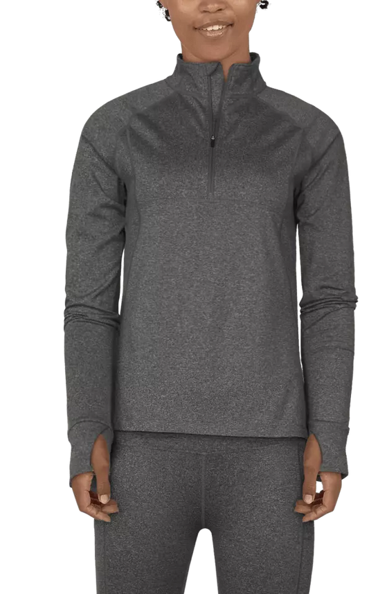 Natural Reflections Frostproof Base Layer  Quarter-Zip Long-Sleeve Pullover for Ladies - Dark  Grey Melange - S