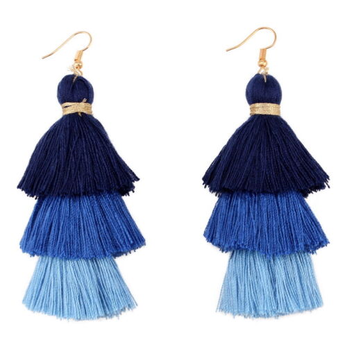 Big Chunky Cotton Rope Tassel Pendant Drop Statement Earrings for